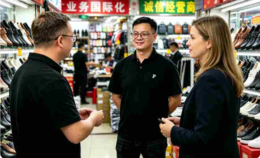 Two sides on a sourcing desk: left side shows a printed Alibaba quote spreadsheet with 