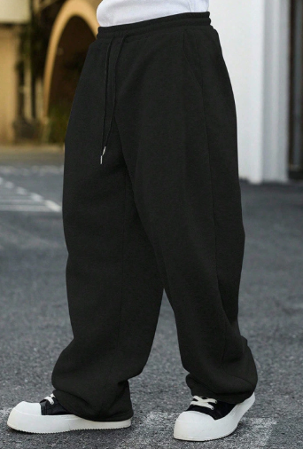 Black Casual Cotton Pants Trousers