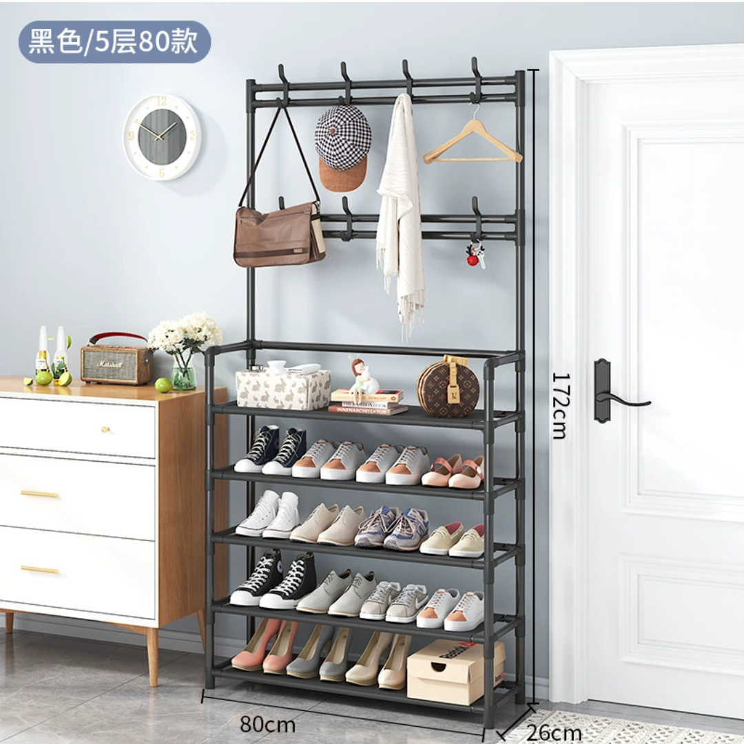 Black Shoe Rack Coat Stand (YCS-KST-004)
