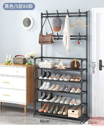 Black Shoe Rack Coat Stand (YCS-KST-010)