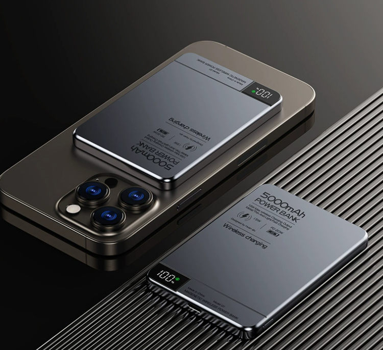 Gray Power Bank Portable Charger