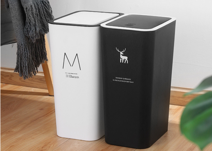 Slim Press-Top Plastic Trash Can